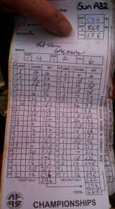 Very wet score card from Sunday