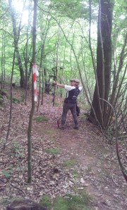 Mary shooting one of the uphill shots at Hawk 2014