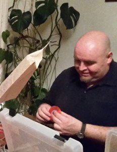 Jason showing how to use fletching tape