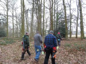 Archers walking in the woods