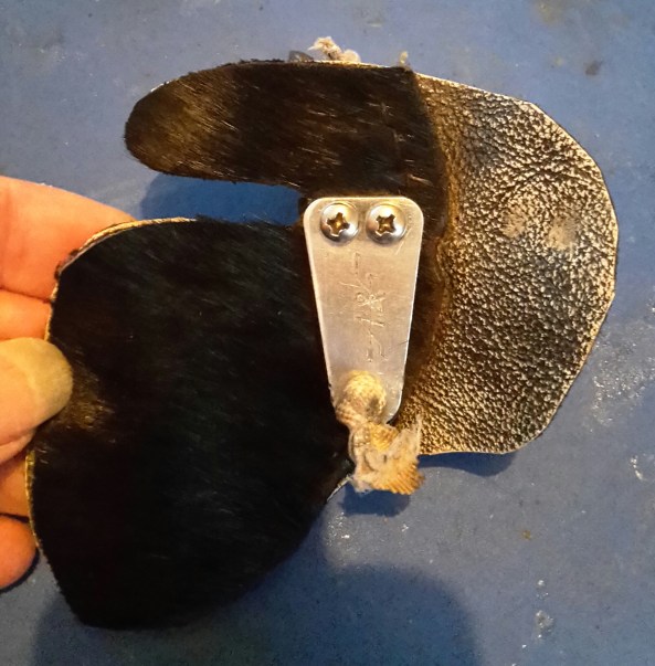 Finished leather tab