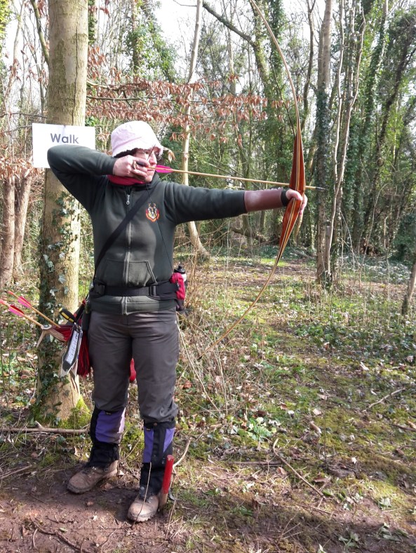 Sharon shooting her BlackBrook American Flatbow