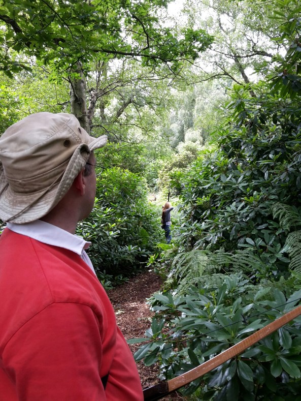 Sharon photographing me on the peg before missing a 3D bedded deer.