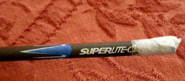 Broken Carbon arrow wrapped in tape