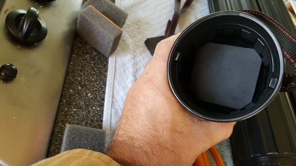 foam fitted into the tube