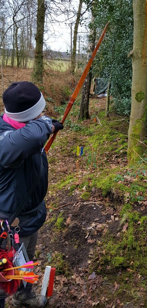 Sharon shooting a 3D target at Paget de Vasey