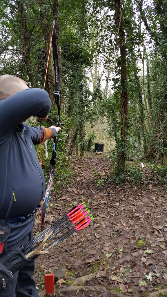 Andrew shooting 3D bedded deer target