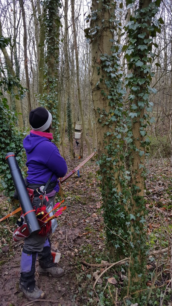 Sharon shooting 3D turkey target