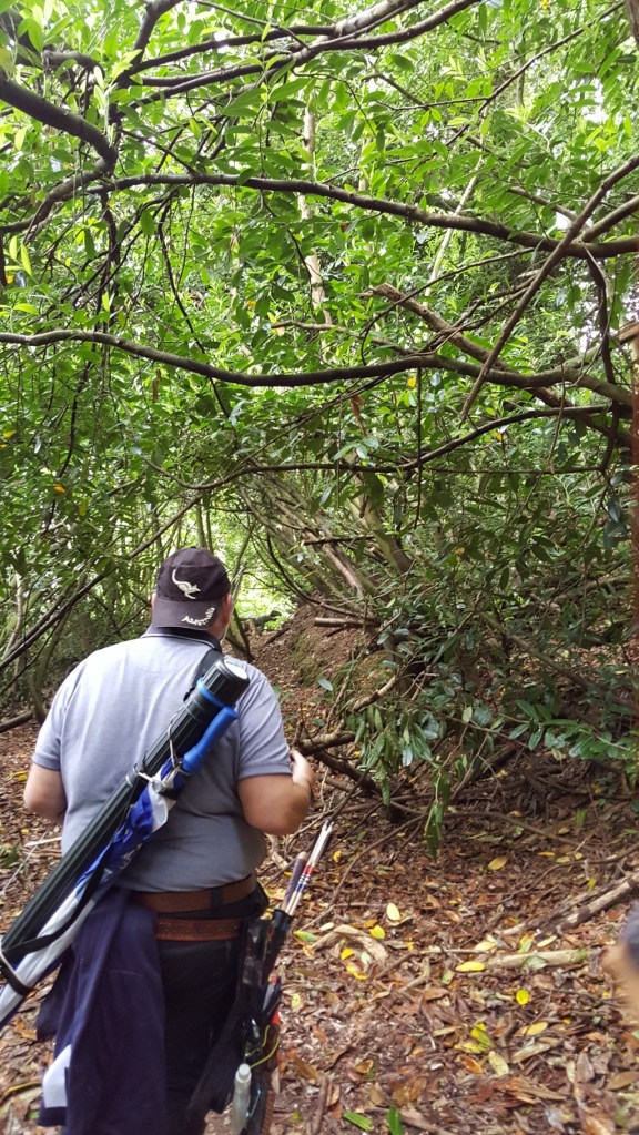 Bruno about to shoot the 3D dinosaur