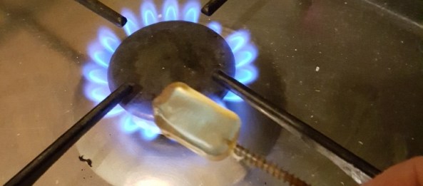 Hot-melt glue softening over gas ring