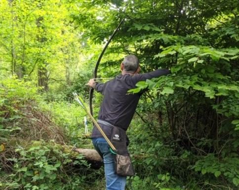 Roger shooting in the woods