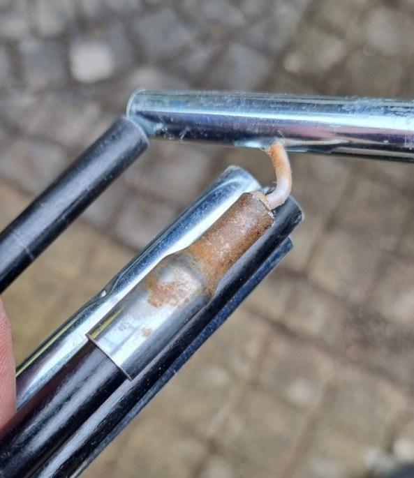 End of tent poles after cleaning